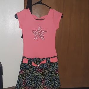 Pink and rainbow leopard dress